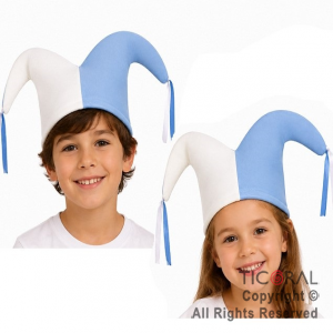 SOMBRERO BUFON DOS PUNTAS EQUIPO ARGENTINA CELESTE Y BLANCO JERSEY x 10 UNIDADES